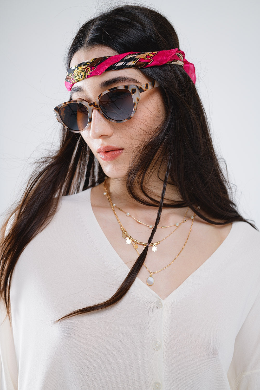 Ovale zonnebril in Havana Bruine Gradiëntkleur