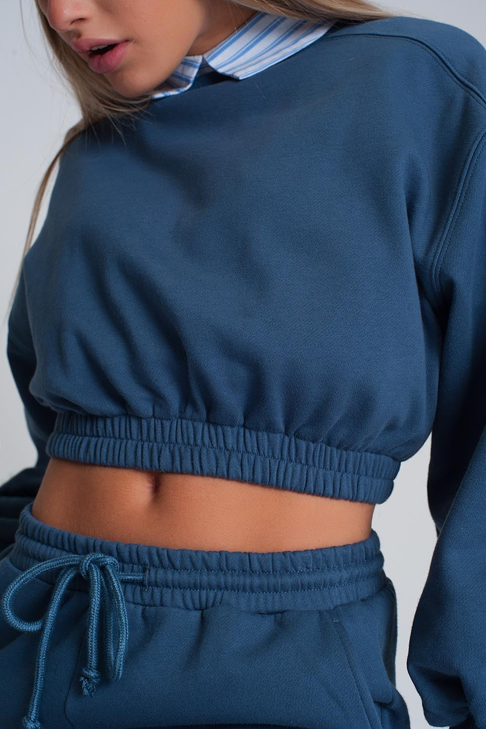 Sweatshirt cropped oversized azul