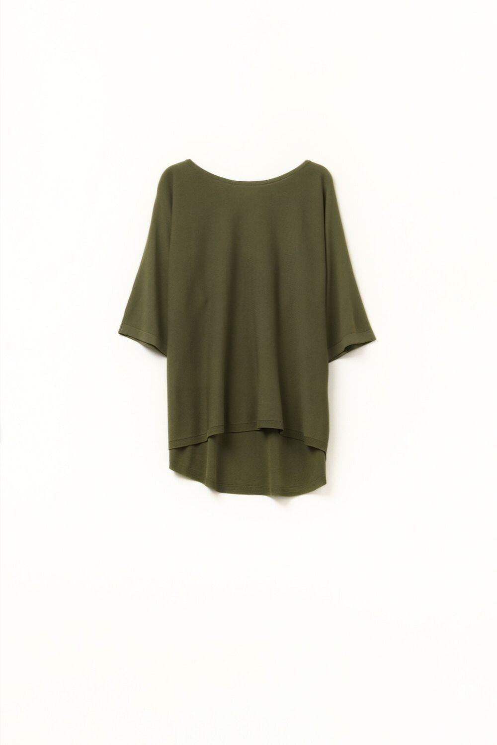 Q2 Oversized Kakhi sweater with Elbow-Length Sleeves