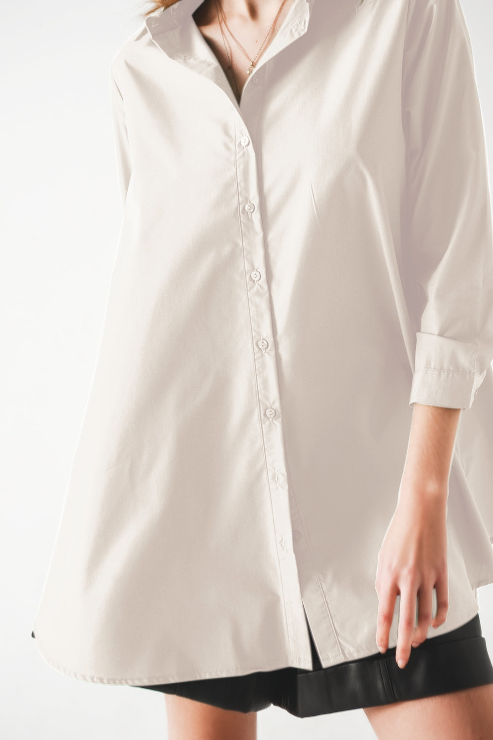 Oversized Poplin A-line Shirt in White
