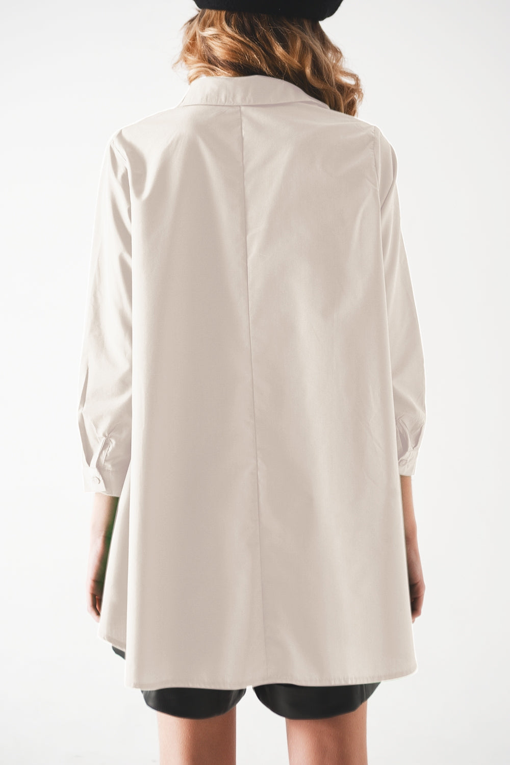 Oversized Poplin A-line Shirt in White