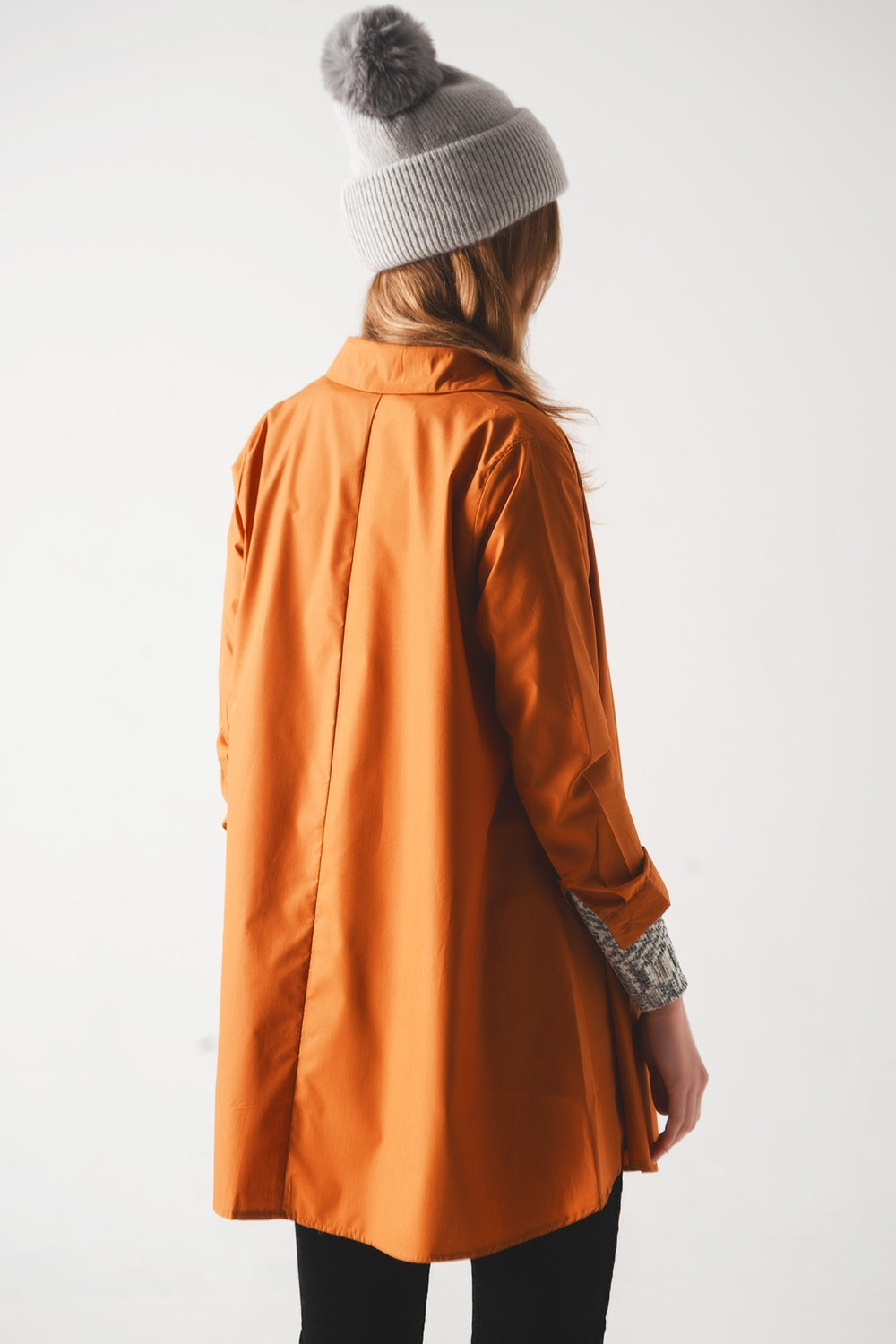 Oversized poplin shirt in rust