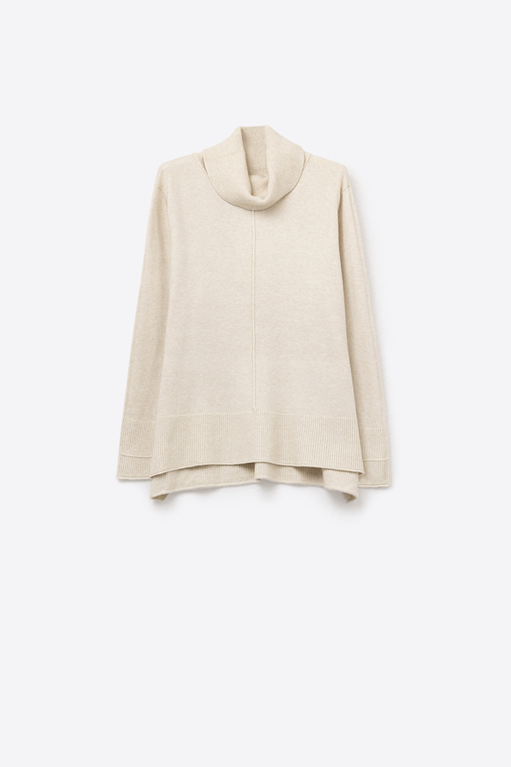 Q2 Oversized Roll Neck Sweater in beige