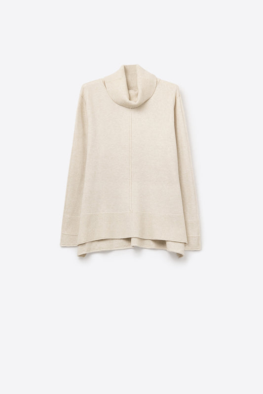 Q2 Oversized Roll Neck Sweater in beige