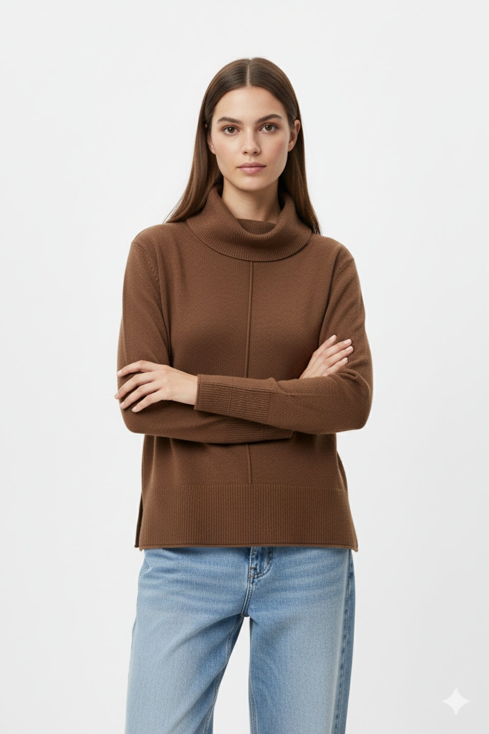 Oversized Roll Neck Sweater in brown