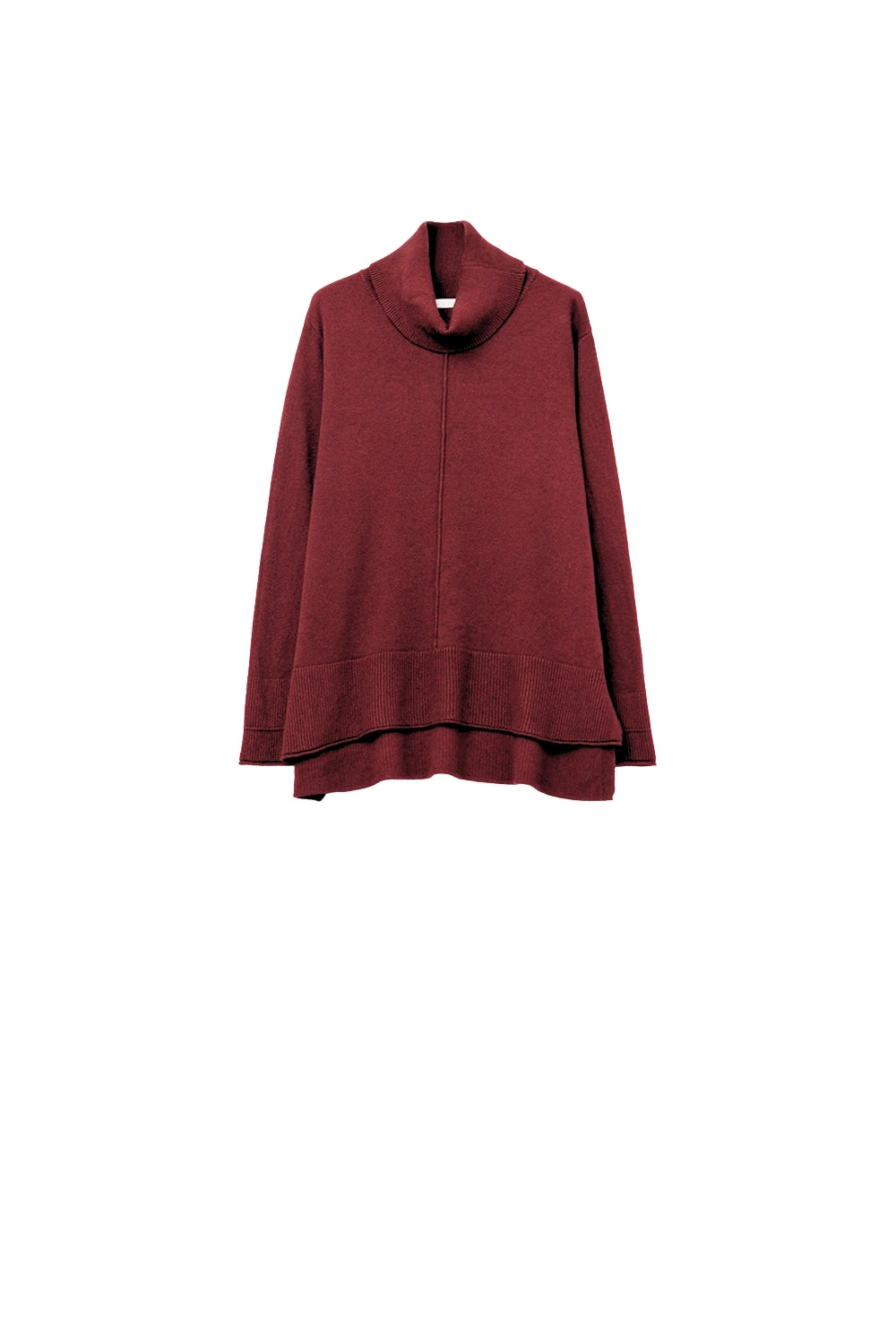 Q2 Oversized Roll Neck Sweater in Burgundy