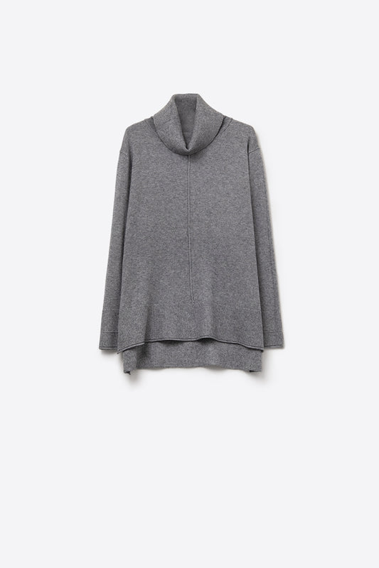 Q2 Oversized Roll Neck Sweater in Gray