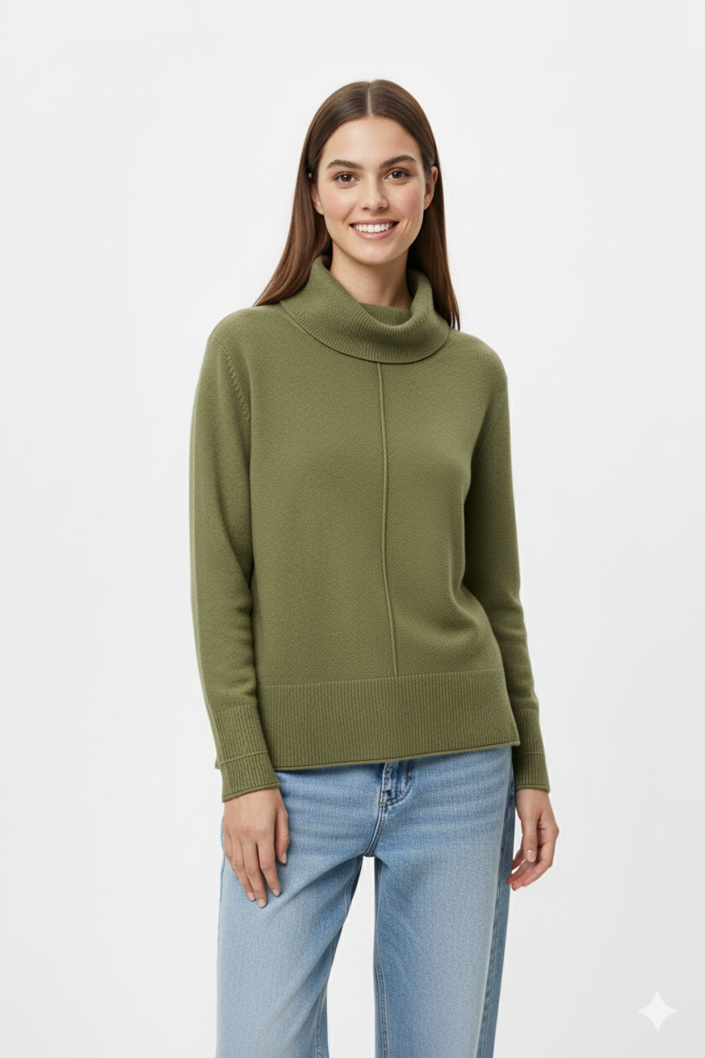 Oversized Roll Neck Sweater in military green