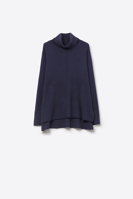Q2 Oversized Roll Neck Sweater in navy