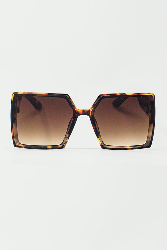 Q2 Oversized Square Sunglasses In brown