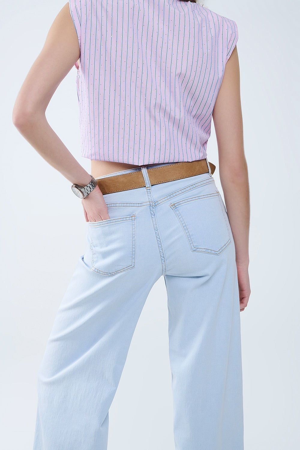 Oversized Straight Leg Jeans in Light Wash denim