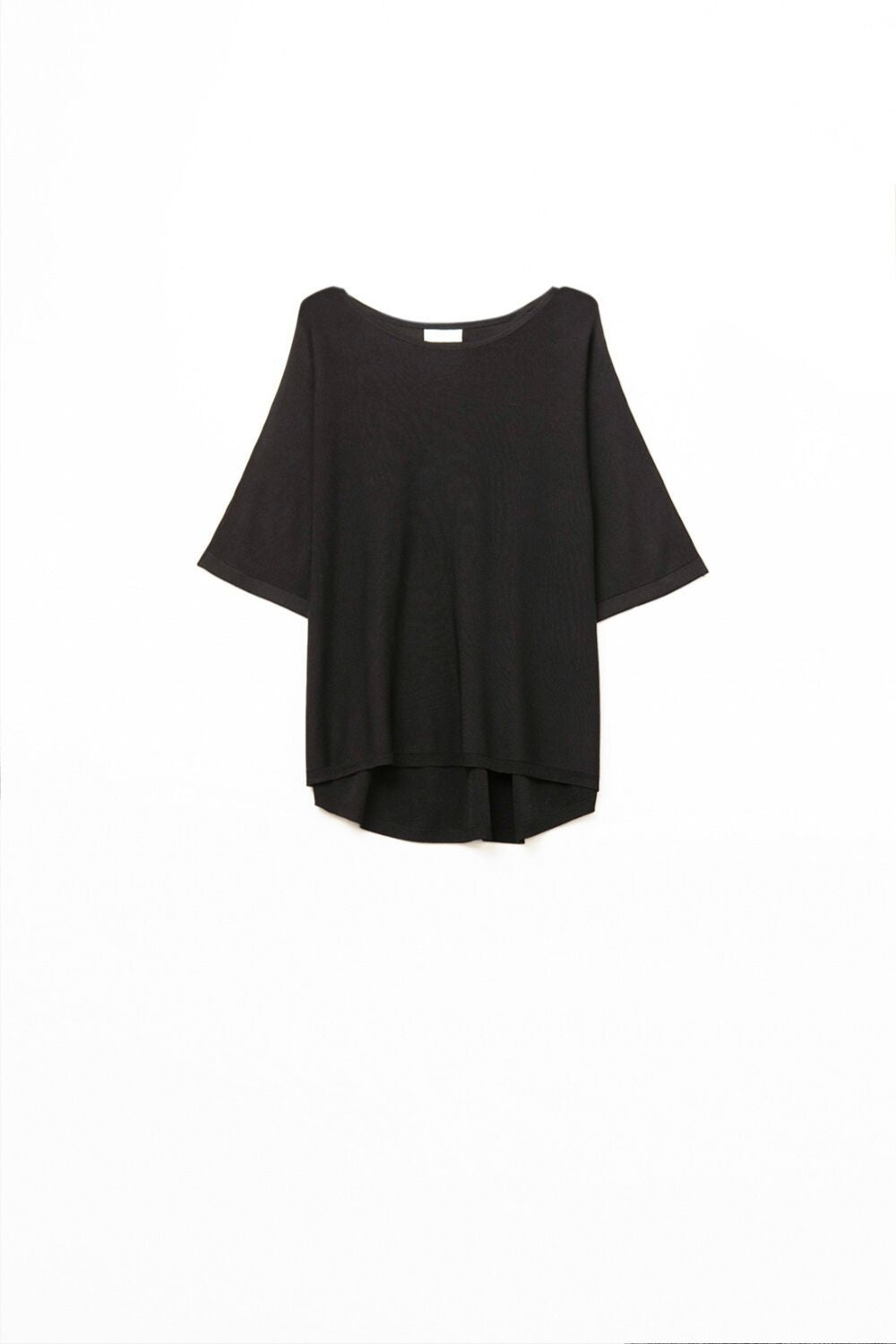 Q2 Oversized Sweater in Black with Elbow-Length Sleeves