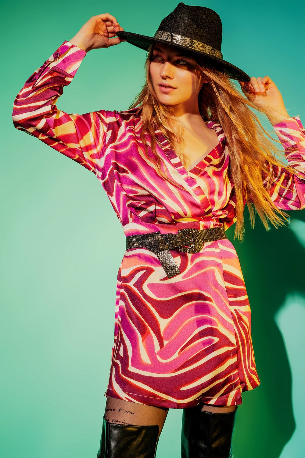 Party dress in fuchsia zebra print