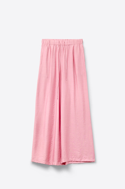 Q2 Pink pants with wide leg in light viscose fabric