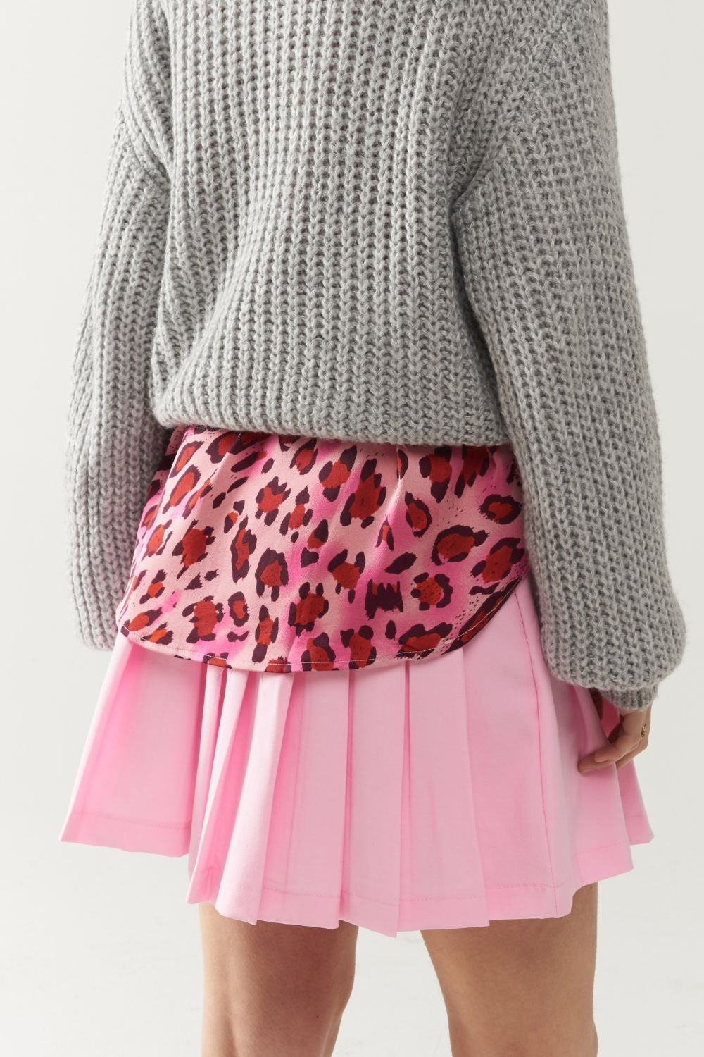 mini saia plissada rosa