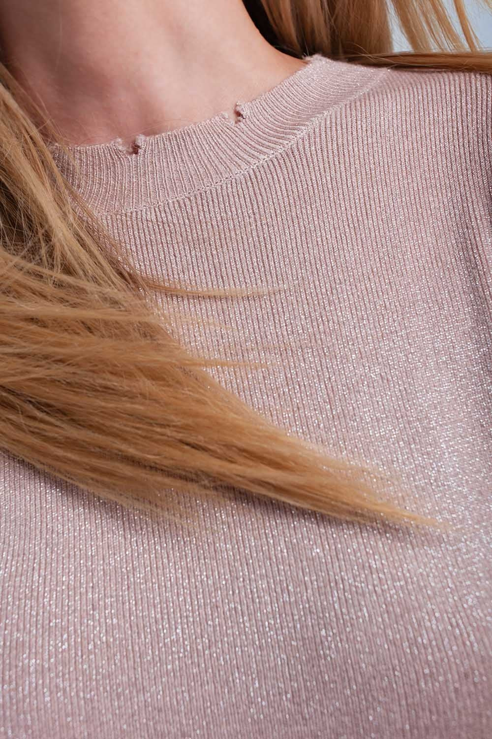 Roze glanzende trui
