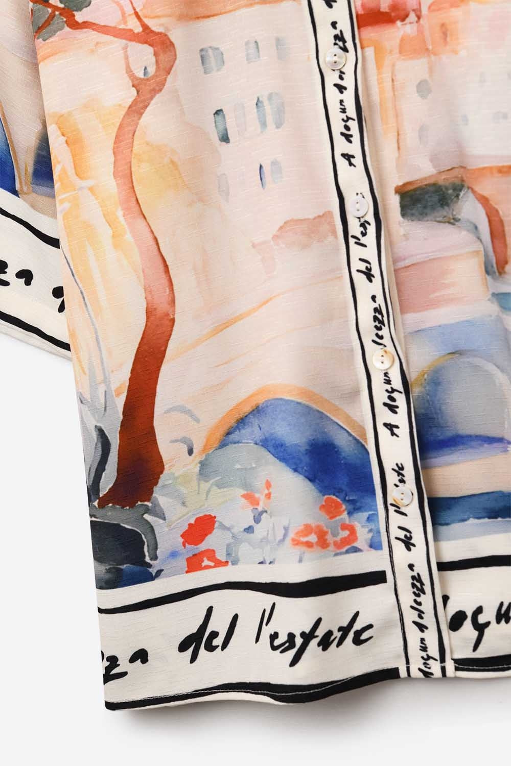 pink summer watercolor print shirt