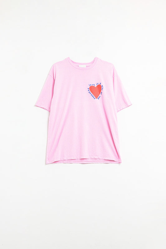 Q2 Pink T-shirt With Love is a Kiss on the Forehead