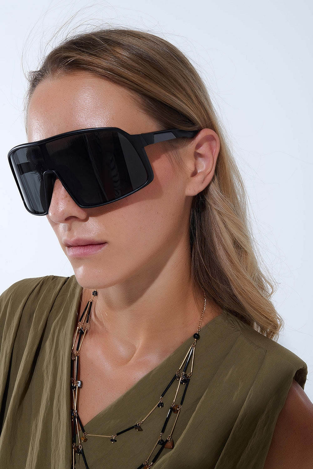 Óculos de sol desportivos polarizados em preto