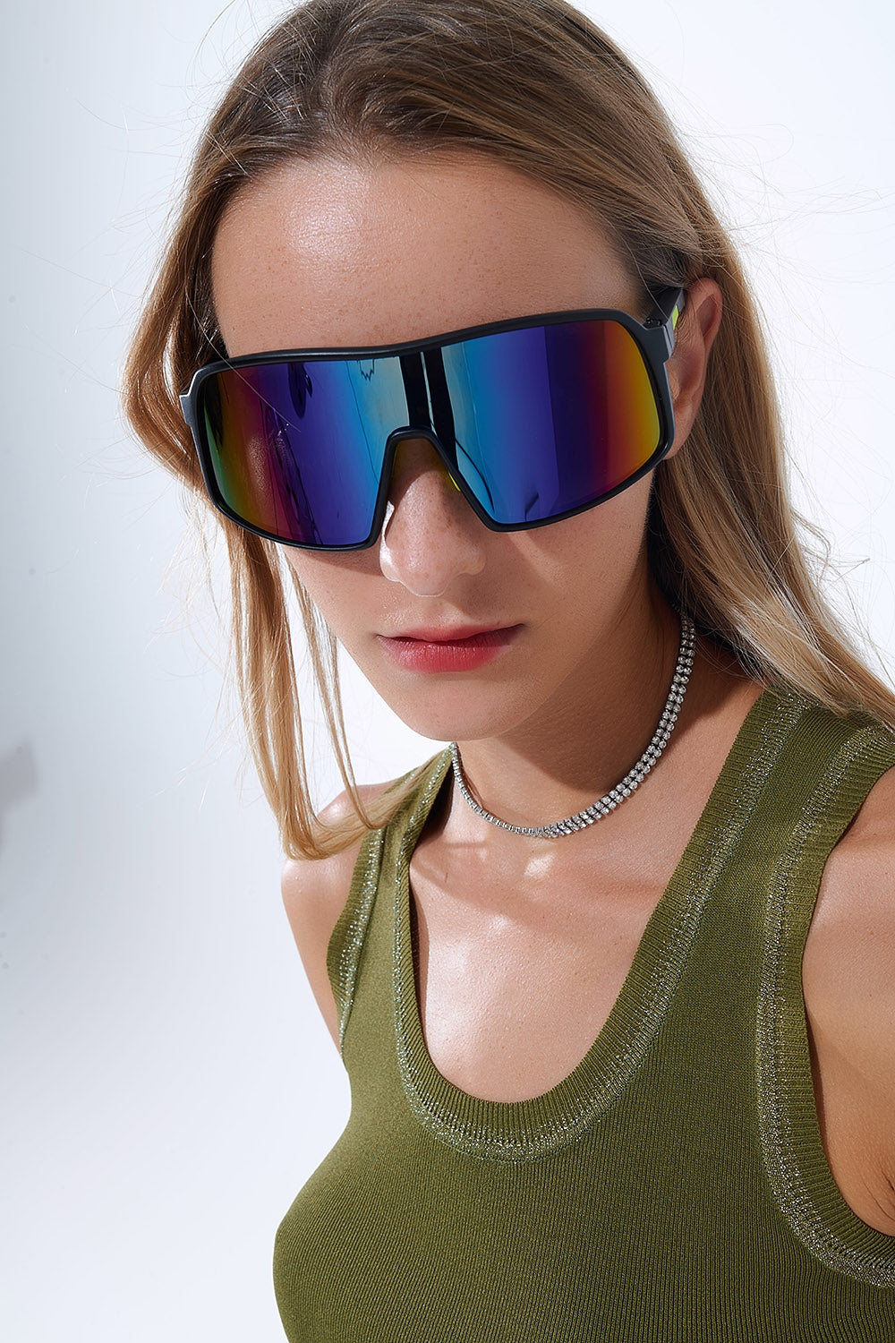 Óculos de sol desportivos polarizados em degradé azul-avermelhado