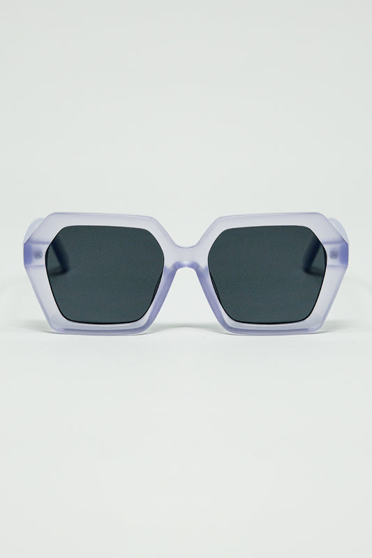 Q2 Rectangular sunglasses in purple translucent color