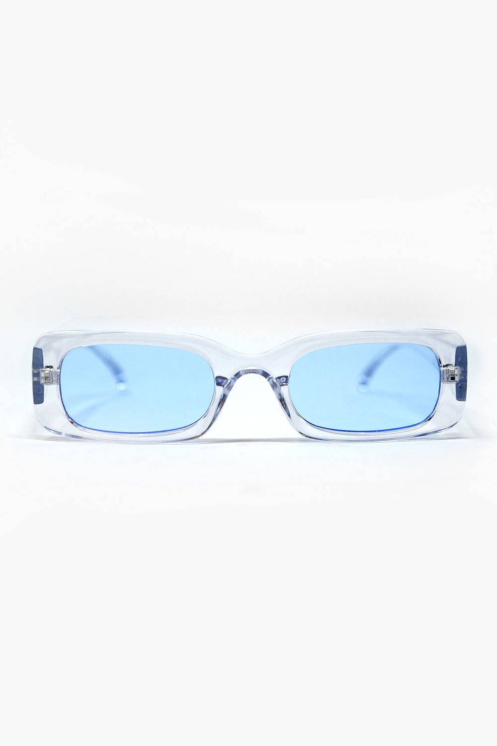 Q2 Rectangular Transparent Sunglasses with blue Smoke Lenses