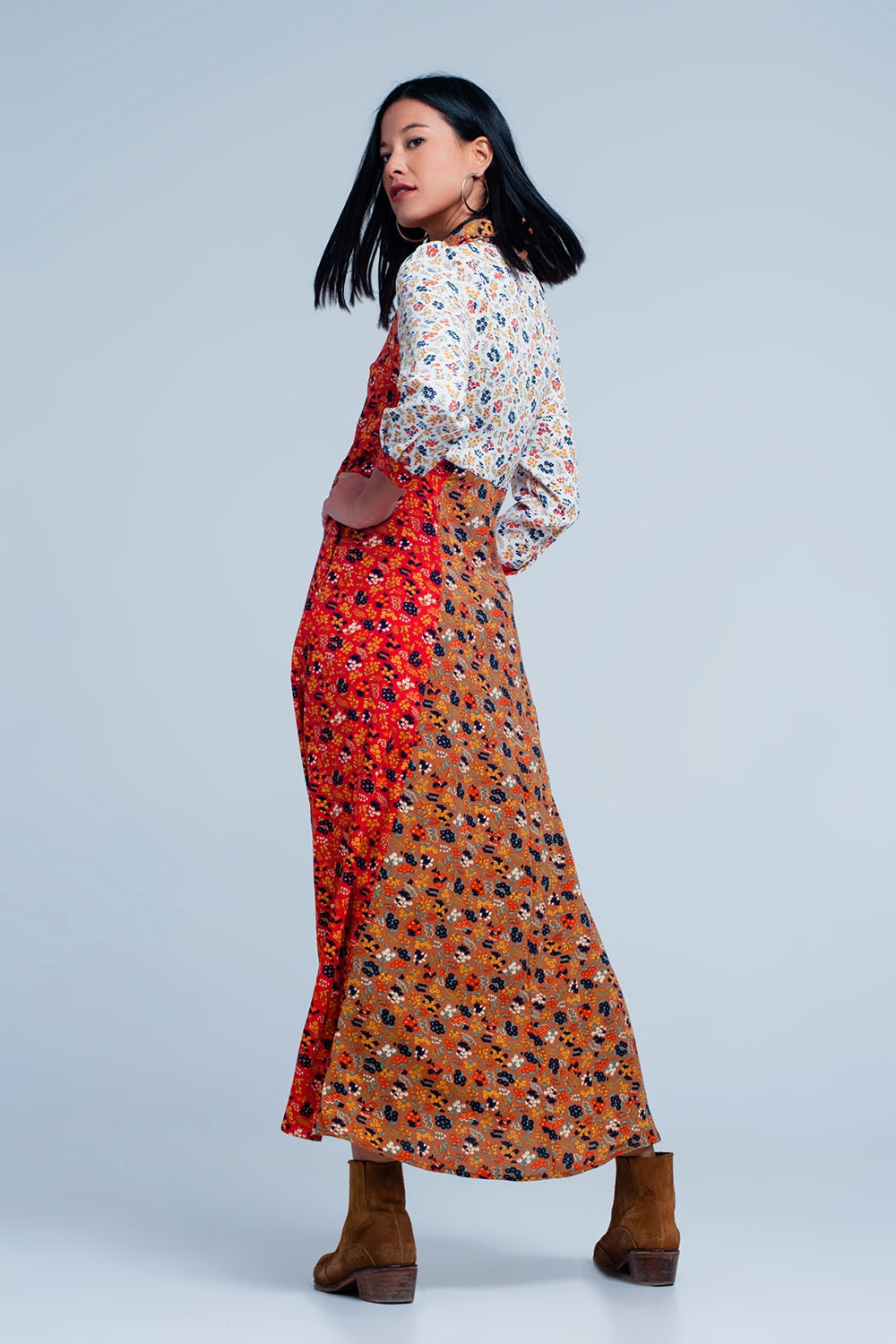 Red floral dress