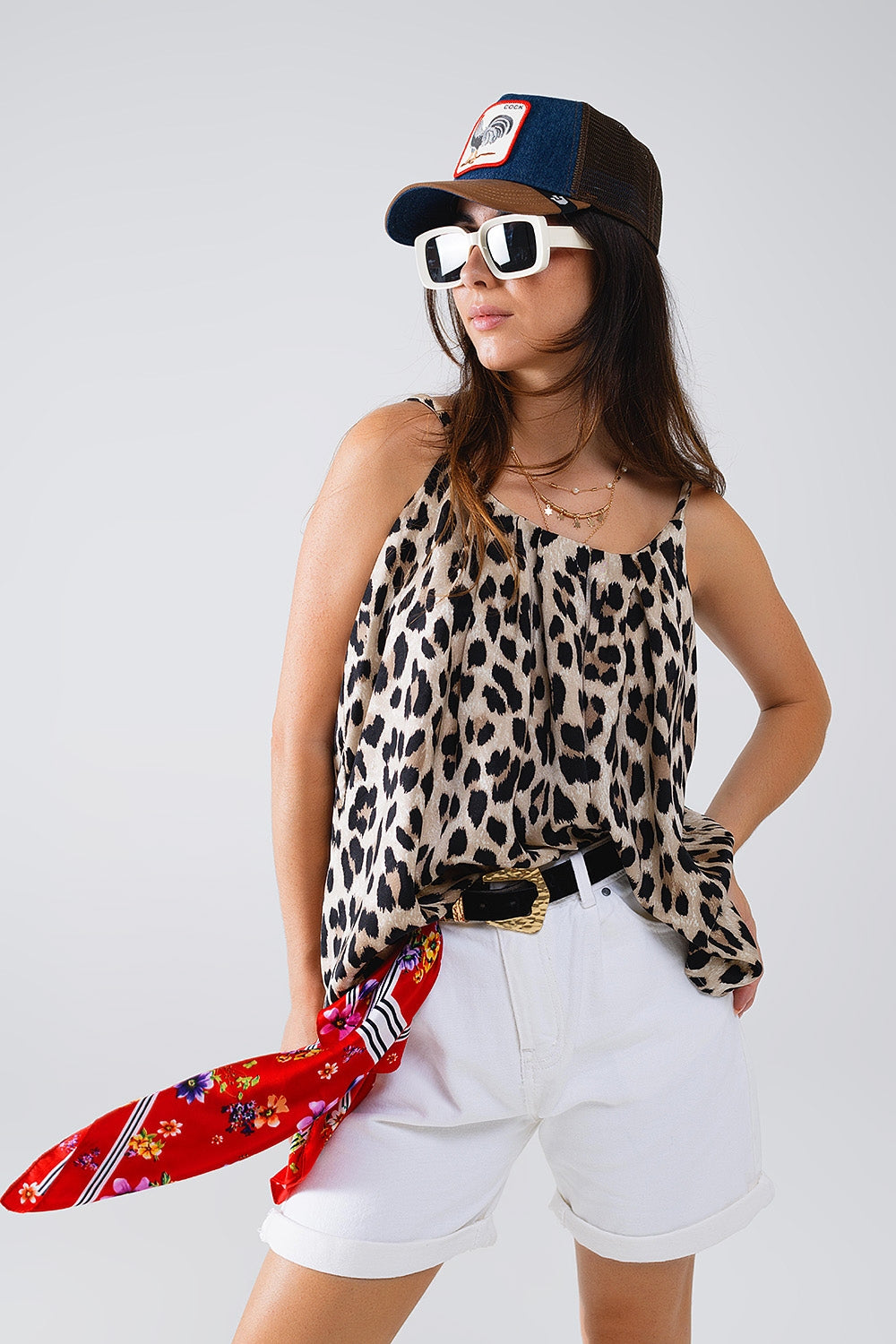 Relaxed Cami Top in Leopard print