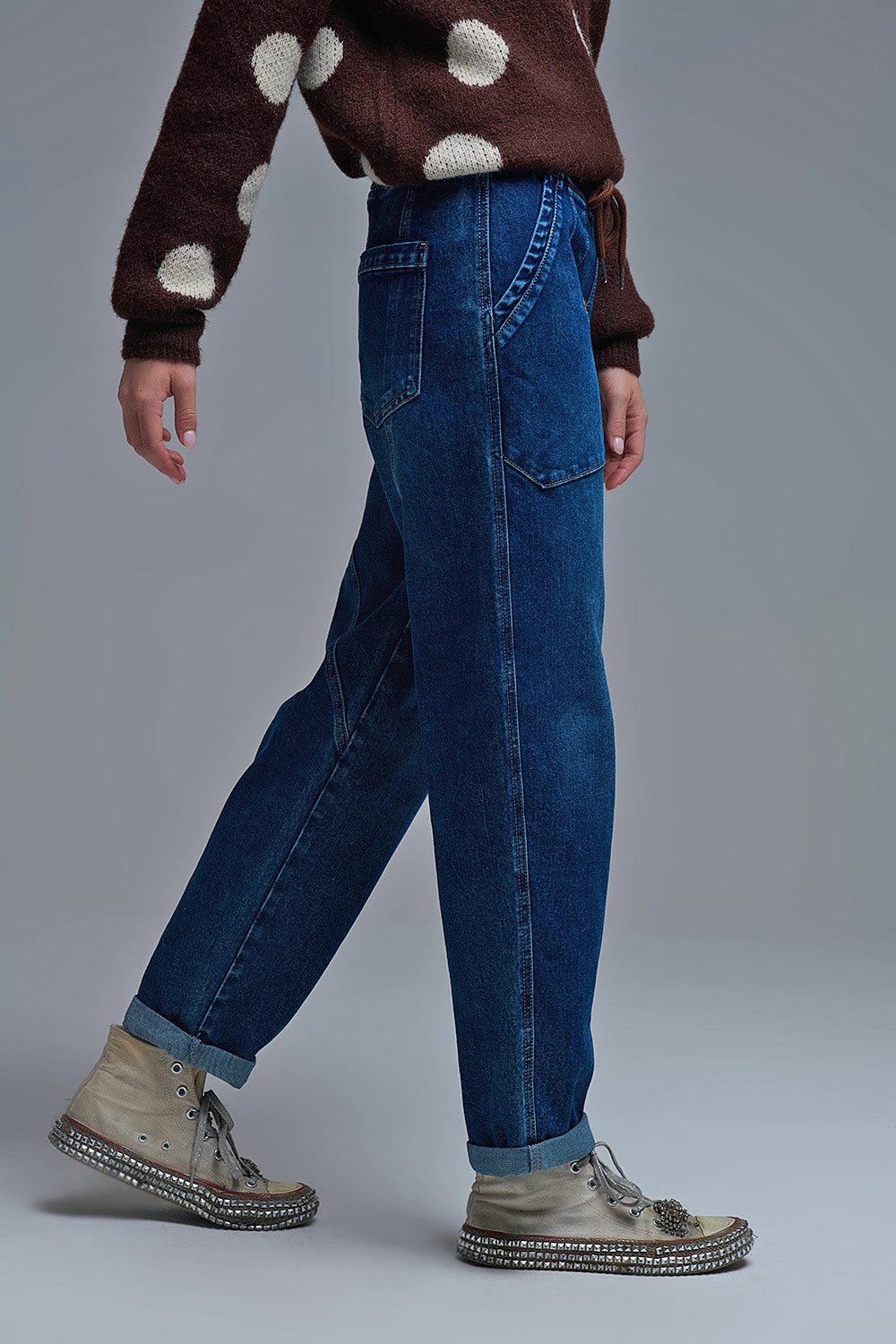 Relaxed Fit Denim Jogger jeans with Drawstring Waist