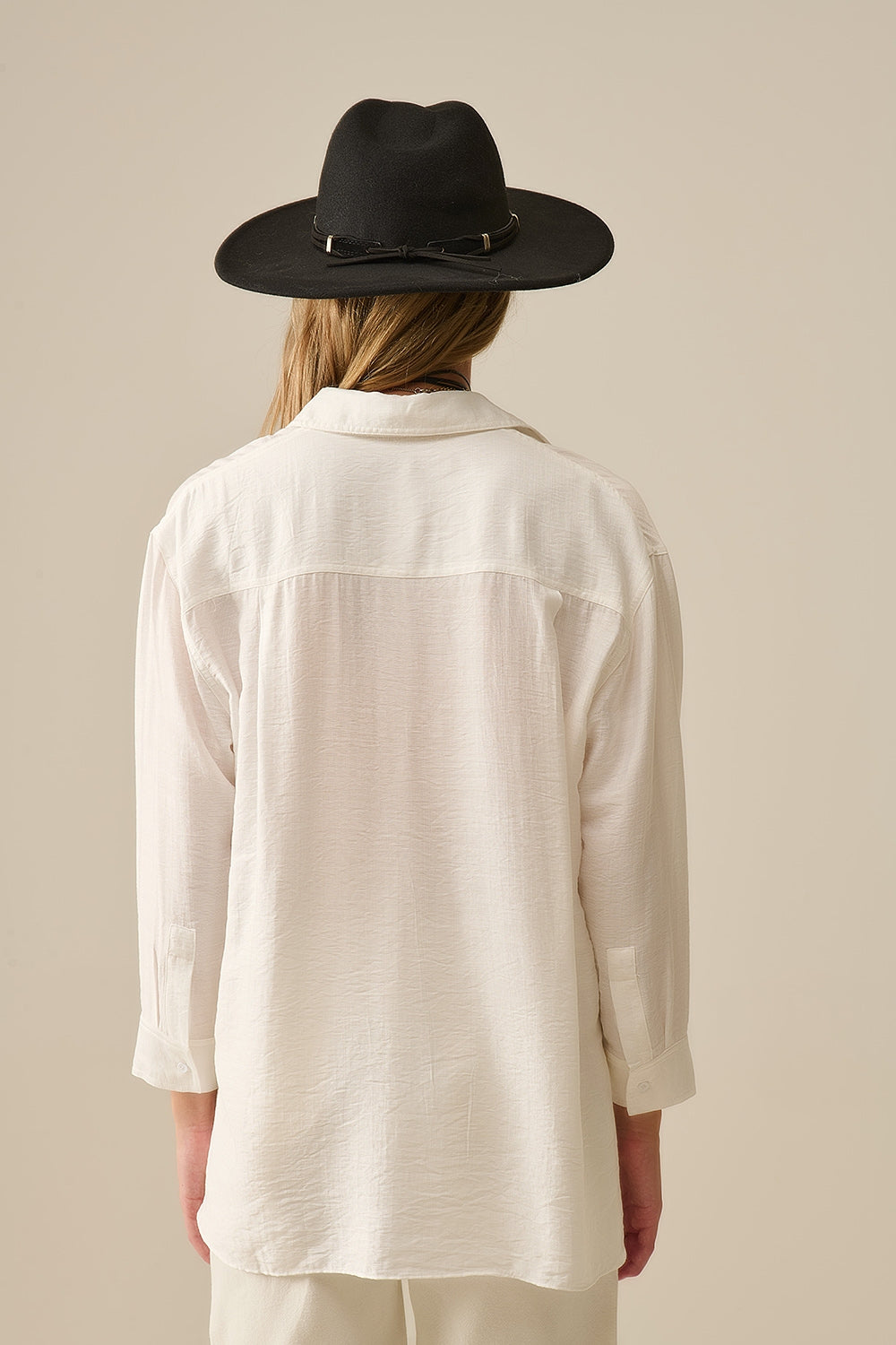 Camisola de manga comprida com corte descontraído em branco