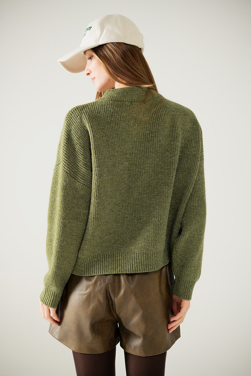 Relaxed Half-Button Sweater in green
