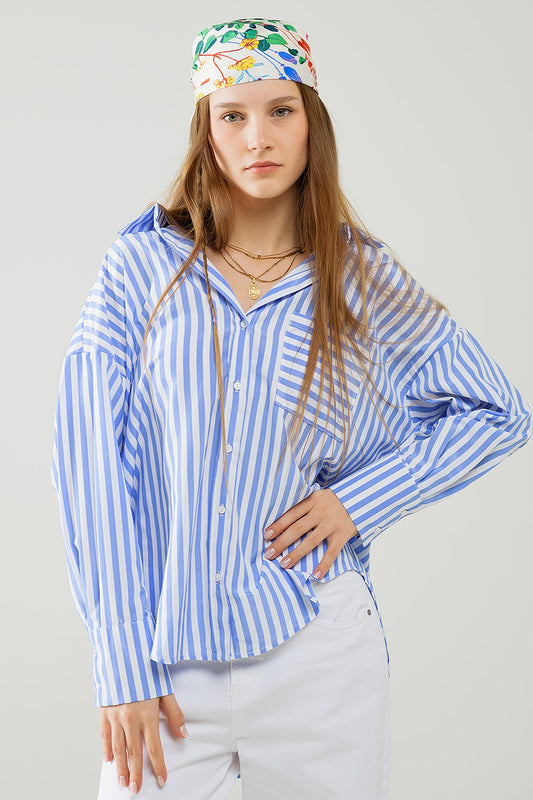 Q2 Relaxed light Blue striped blouse