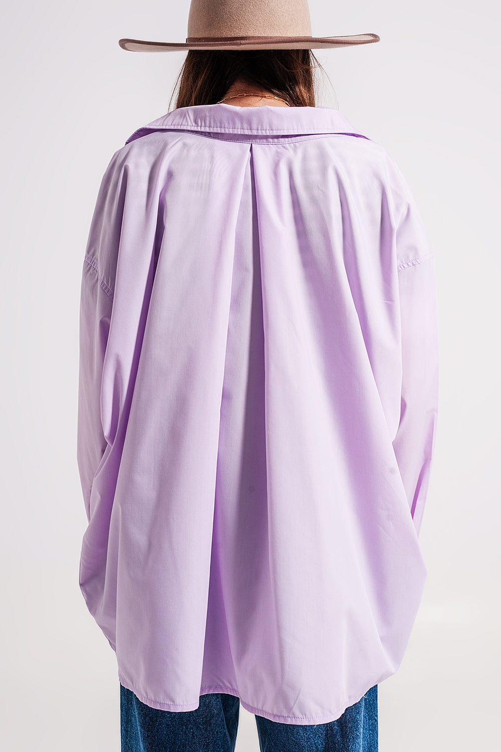 Relaxed poplin shirt in lilac