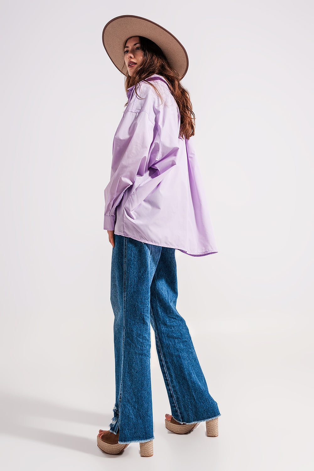 Relaxed poplin shirt in lilac
