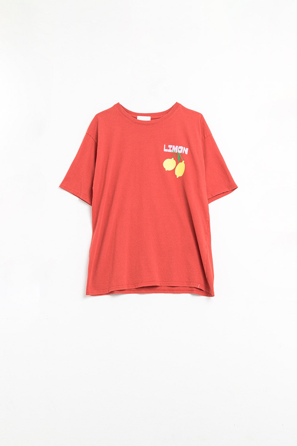 relaxed red t-shirt with lemon print made in Italy