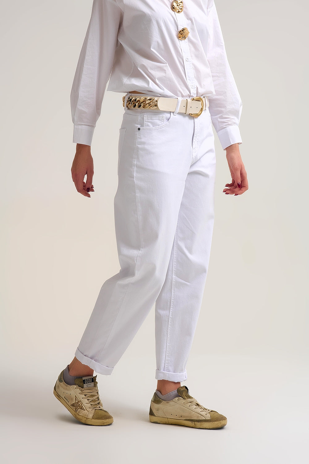 Relaxed Tapered Pants in white Comfy Stretch