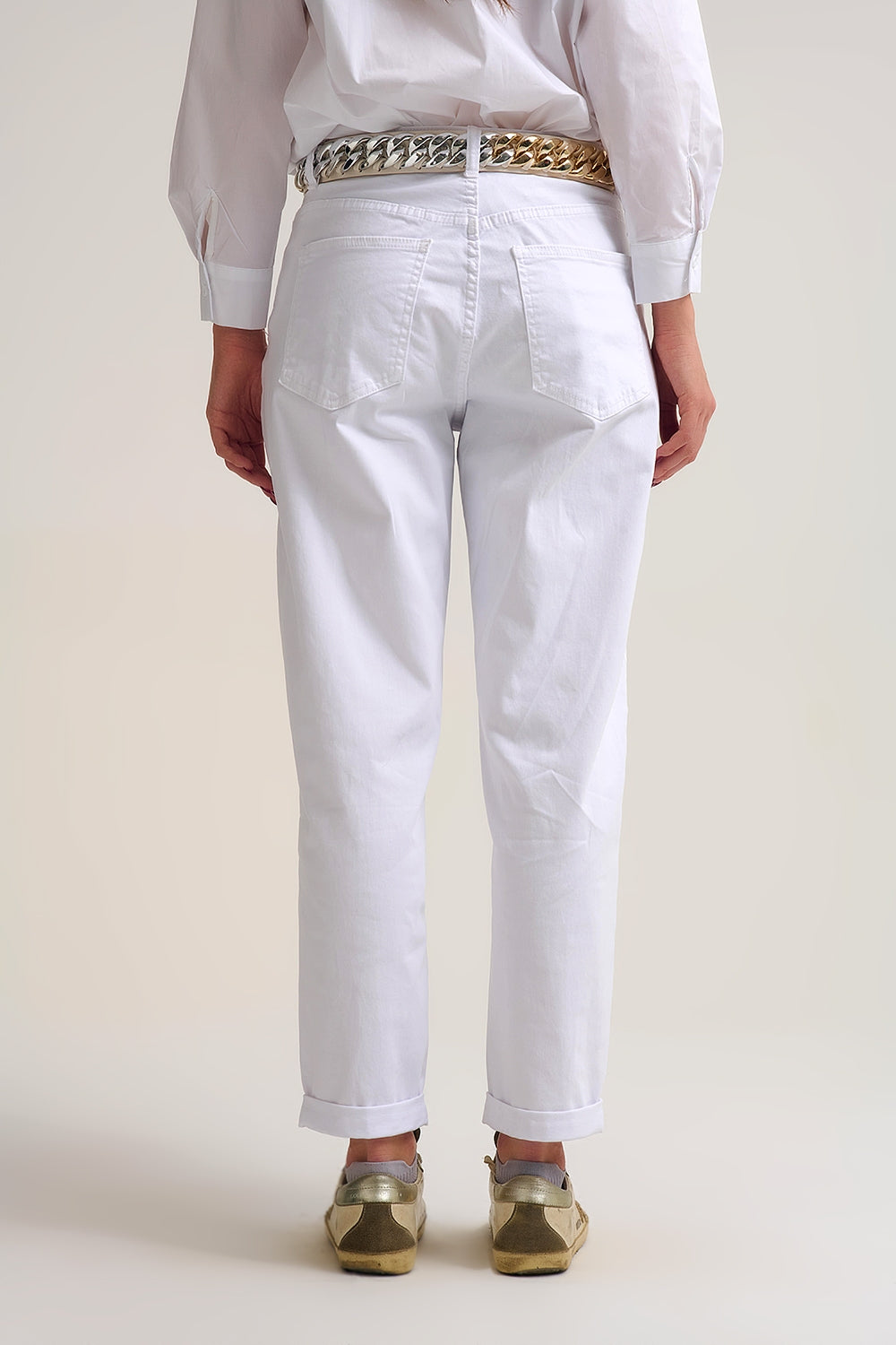 Relaxed Tapered Pants in white Comfy Stretch