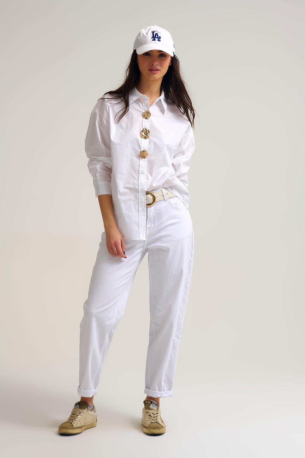 Relaxed Tapered Pants in white Comfy Stretch