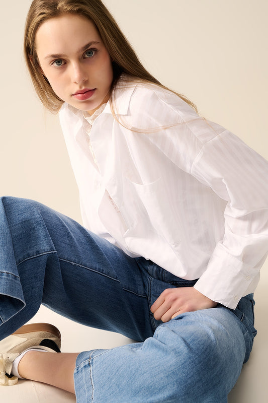 Q2 Relaxed White striped blouse
