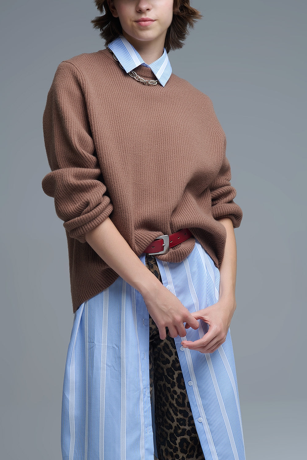 Ribbed Comfy Knit Sweater in Camel