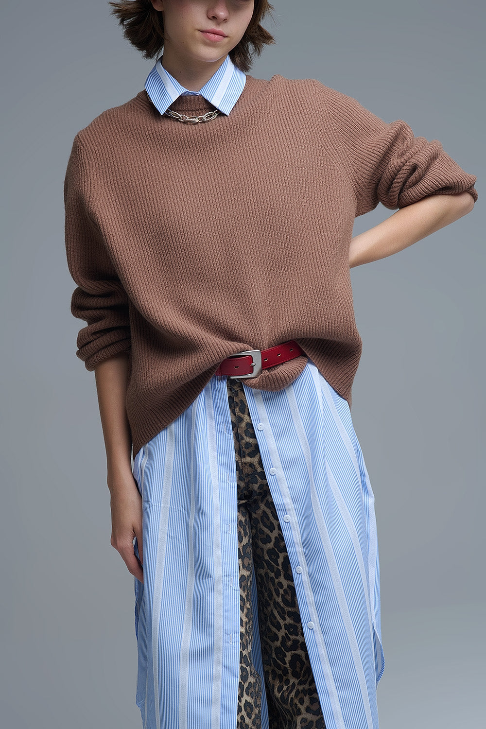 Ribbed Comfy Knit Sweater in Camel