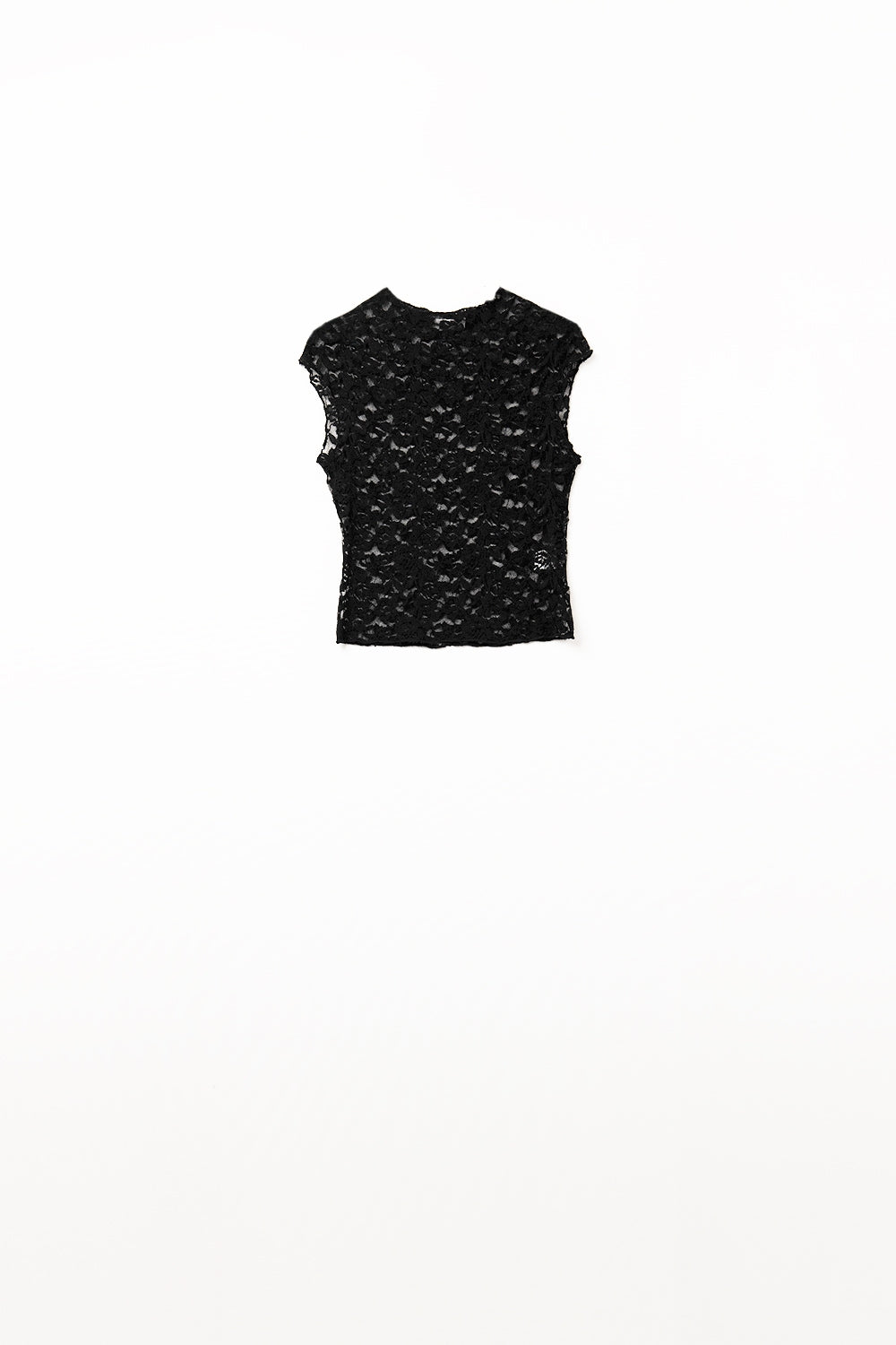 Romantic Lace T-shirt With Cap Sleeves in Black