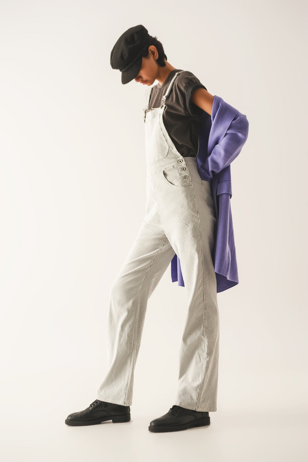 Salopette jumpsuit in grey stripes