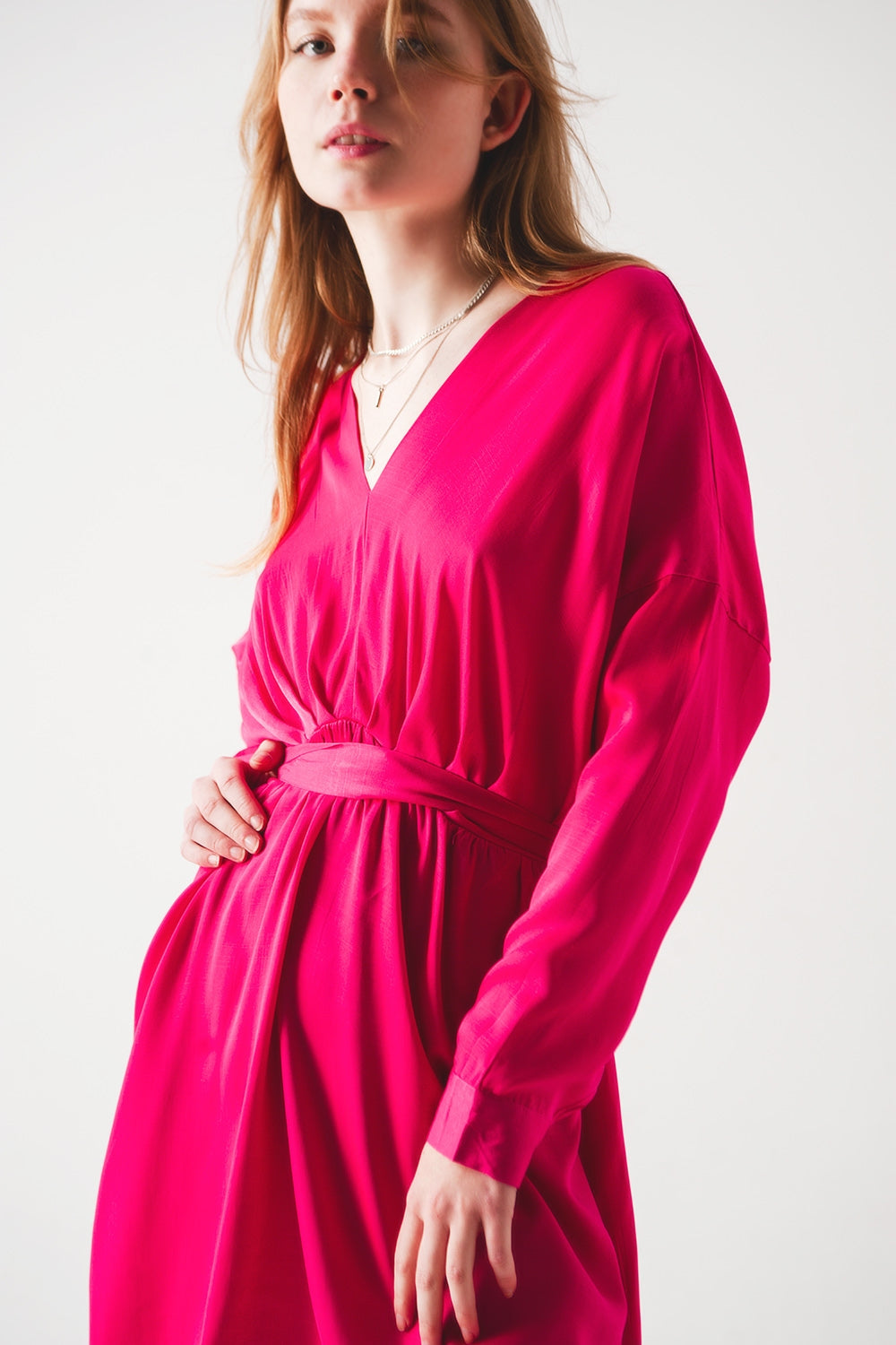 Satin mini dress in red