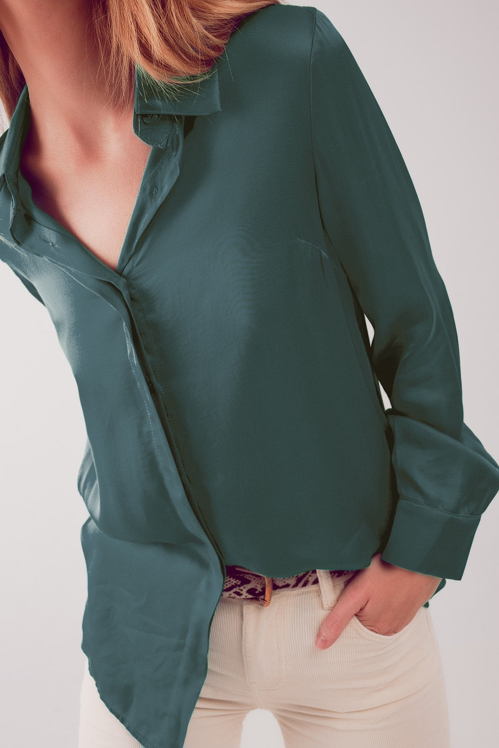Satin shirt in green