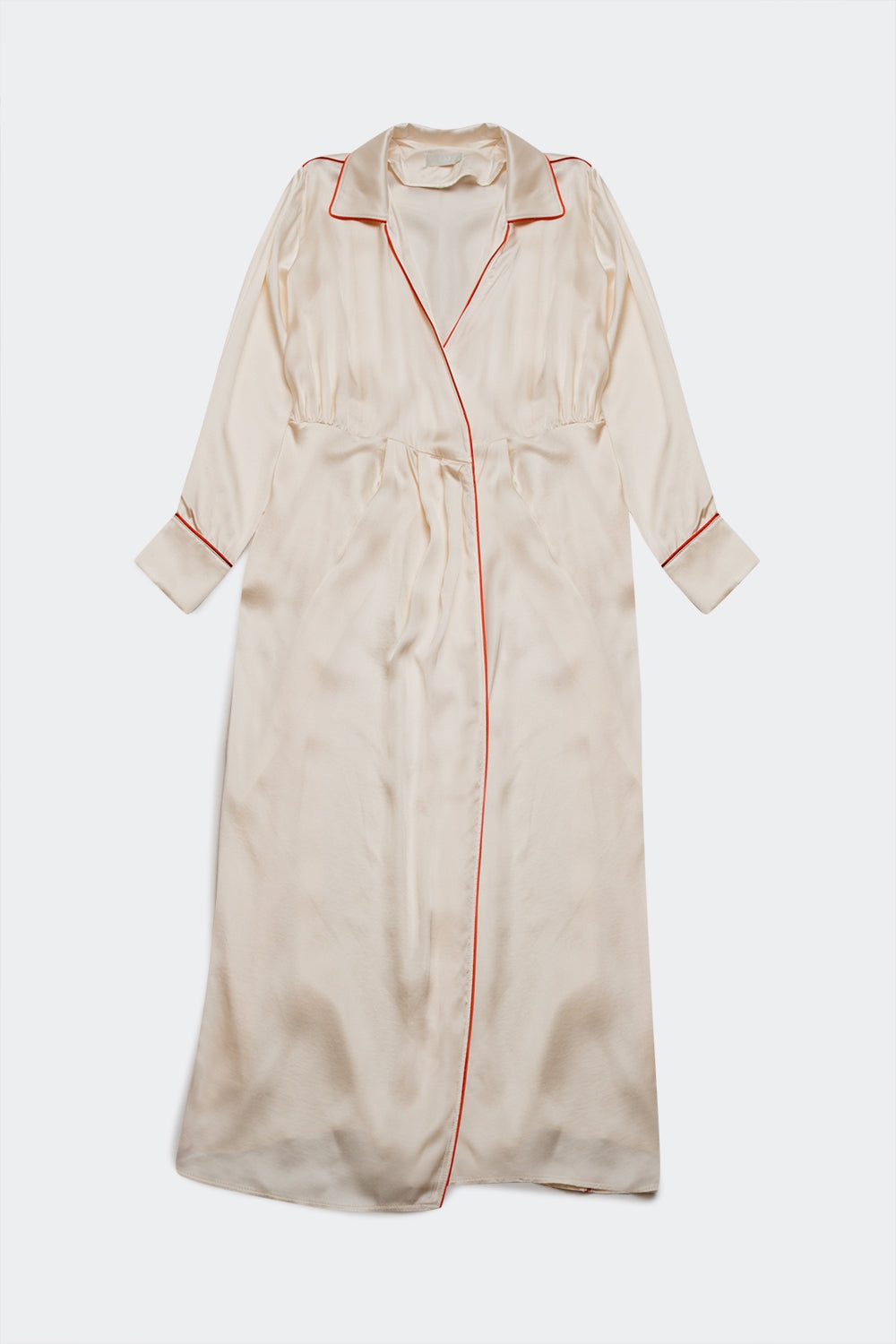 Q2 Satin wrap front maxi dress in cream satin