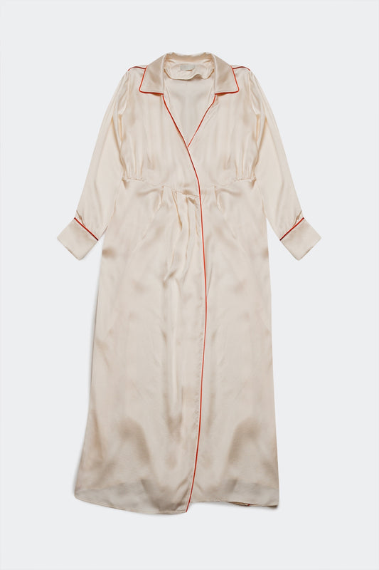 Q2 Satin wrap front maxi dress in cream satin