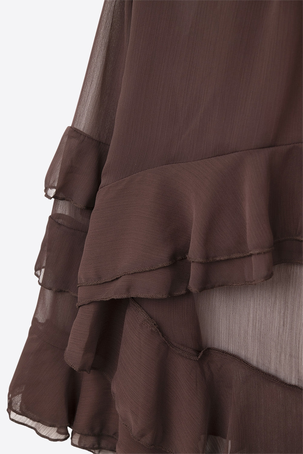 Sheer Cape-style Brown Blouse in chiffon With Ruffles