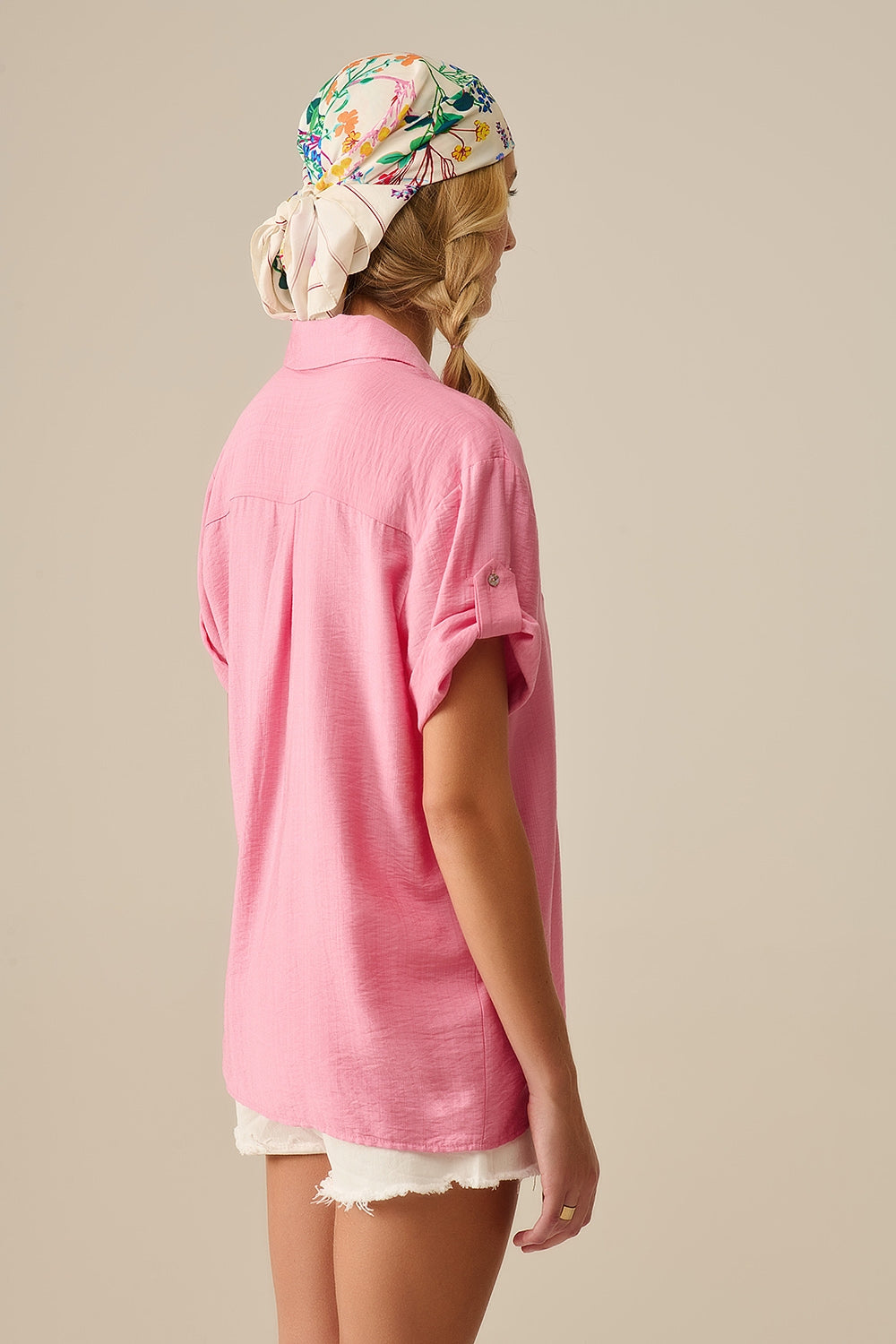 Blusa de manga curta rosa claro