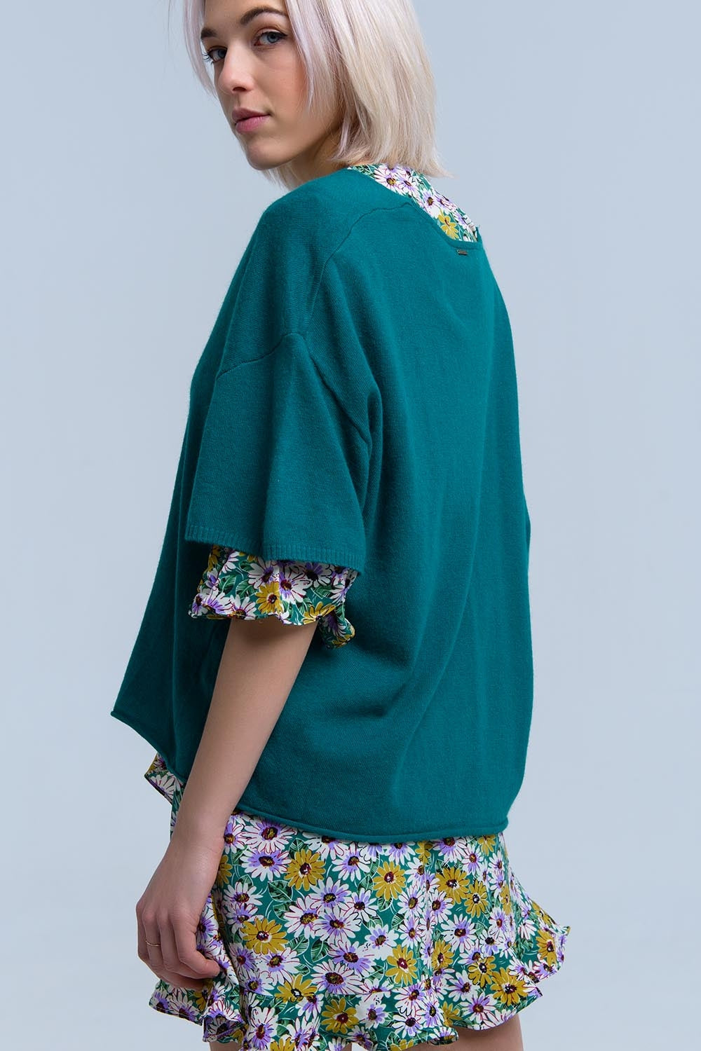 Groene trui met korte mouwen